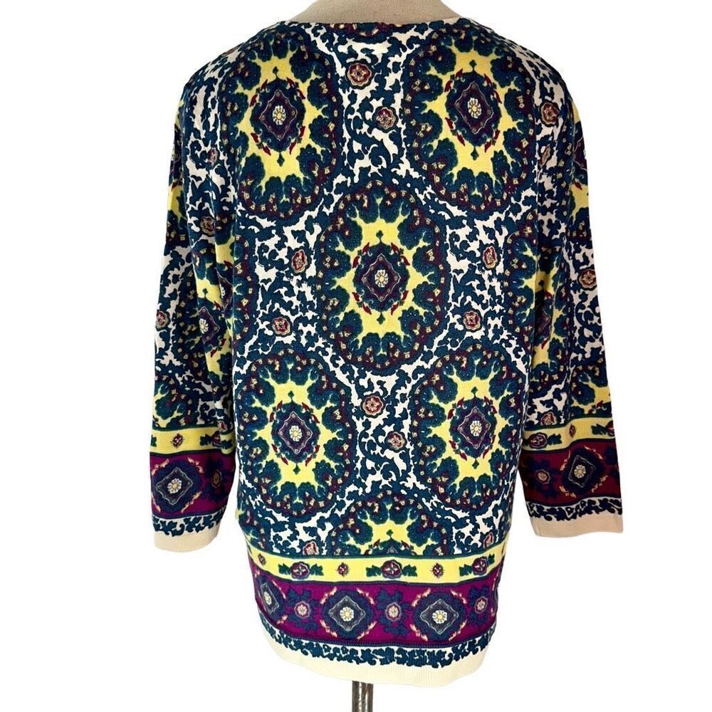 Talbots Womens Merino Wool Colorful Boho Pullover Sweater Artsy Soft Size Large - Picture 2 of 9